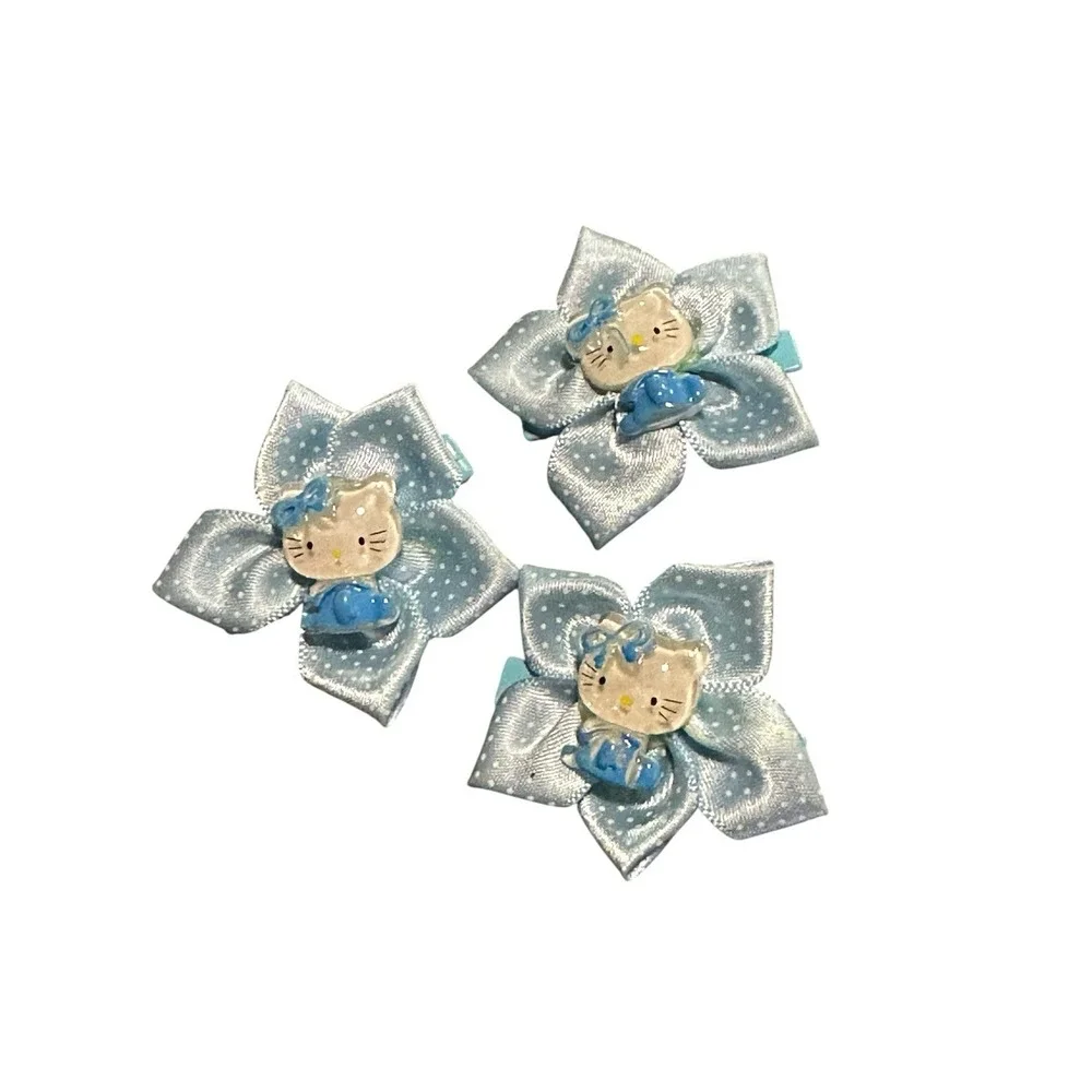 NEW‎ hair accessories set of 3 blue hello kitty flowers